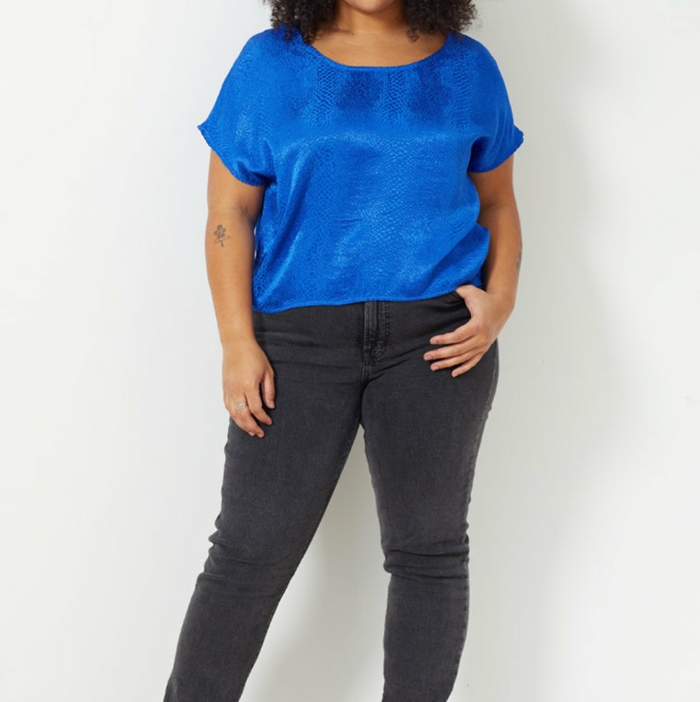North of WestGigi Jacquard Crop Blouse - Adriatic size medium NWT